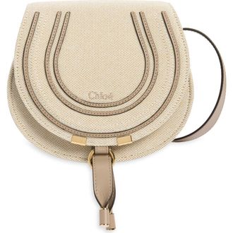 Chlo&eacute; Small Marcie Canvas Saddle Bag in Boyish Brown at Nordstrom