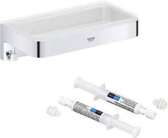 GROHE Estante Rectangular Grohe Start Cube Supersteel + Grohe Quickglue A2 Para Acceso Con Dos Placas De Fijaci&oacute;n