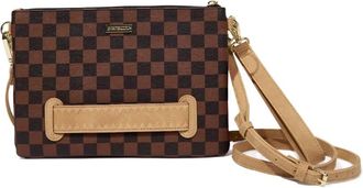 Sprayground Clutch Hennyville a quadri con dettaglio squalo - Marrone