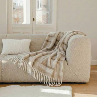 Ornami Manta suave con estampado beige 130x170 cm