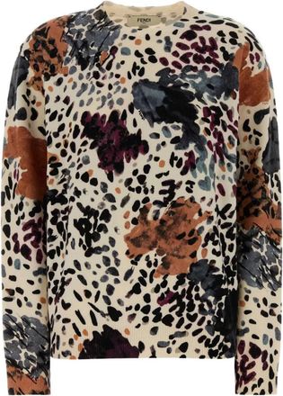 Fendi Wool And Cashmere Moth-Print Pullover