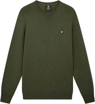Lyle & Scott Katoenen Merino Trui met Ronde Hals - Heren - Ronde hals truien - Groen - XL - Katoen - Truien & Vesten