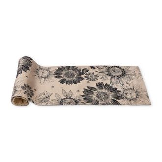 Tag Let It Bee Black Sunflower Print Cotton Table Runner in Beige at Nordstrom
