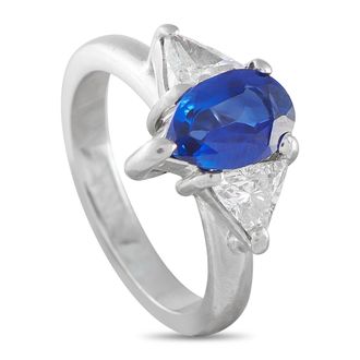 Luxury Bazaar Platinum 0.60ct Diamond and Sapphire Ring MF14-051526