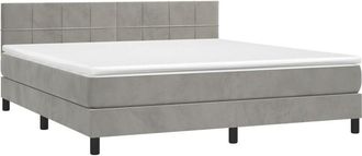 vidaXL Cama Box Spring Colch&oacute;n Y Led Terciopelo Gris Claro 160x200 Cm Vidaxl