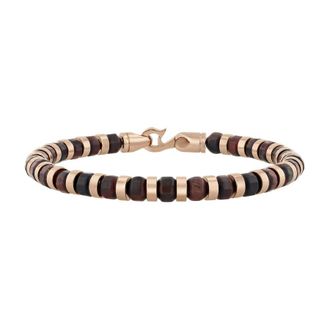 Robert Alton Stainless Steel with Rose Finish Tigers Eye Bead Bracelet