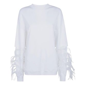 Darkpark Darkpark, Hoodies & sweatvesten, Dames, Wit, S, Katoen, Troy Double-Sleeve Feather Top