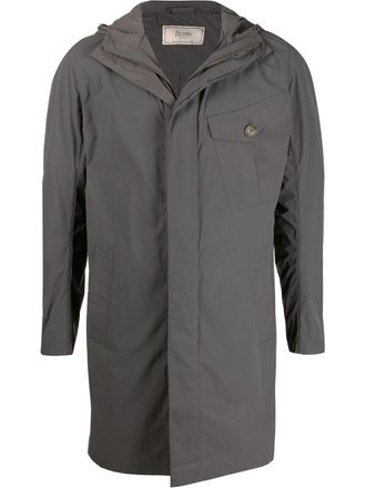 Herno concealed fastening hooded parka - men - Polyamide - 50 - Grey
