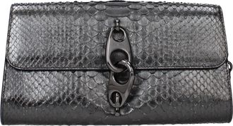 Tom Ford Damens Clutch aus Pythonleder in Silber/Schwarz