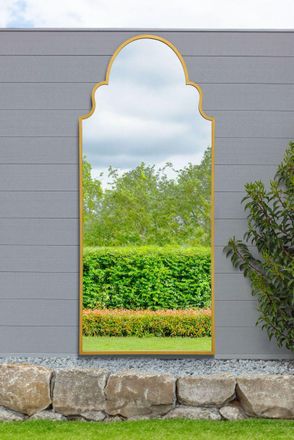MirrorOutlet Gold Framed Arched Leaner/Wall Garden Mirror 79 x 33 (200x85CM) | Size: 1 Pack