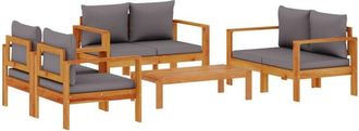 vidaXL Set De Sof&aacute;s De Jard&iacute;n Con Cojines 5 Pzas Madera Maciza Acacia Vidaxl