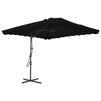 Berkfield Home Outdoor Parasol with Steel Pole Black 250x250x230 cm | Size: 250 x 250 x 230 cm