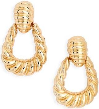 Nordstrom Rack Ribbed Doorknocker Stud Earrings in Gold at Nordstrom Rack