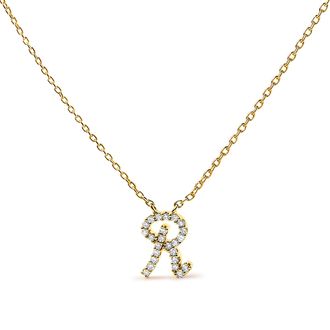 House of Brilliance 14K Yellow Gold Diamond Accent K Initial Script Style Pendant Necklace