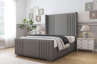 Comfort Beds Elise Dumfries Bed Frame - 50 Upholstered Wingback Headboard in Light Grey | Size: Small Double