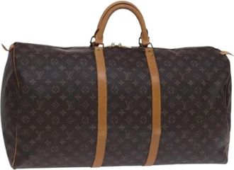 Louis Vuitton Tweedehands Canvas Louis Vuitton tassen - Dames - Vintage Weekendtas - Bruin - ONE Size - Leer - Vintage