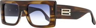 Victoria Beckham Womens B-Monogram Rectangle Sunglasses VB677S 227 Brown Horn 51mm