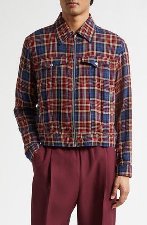 Stockholm Surfboard Club Terrence Plaid Trucker Jacket in Red Check at Nordstrom, Size X-Large