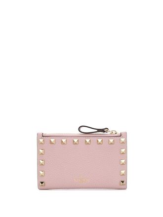 Valentino Garavani Rockstud wallet - women - Calf Leather/Calf Leather/Viscose/Metal - One Size - Pink