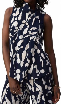 Joseph Ribkoff Floral Sleeveless Top In Midnight Blue/beige Floral