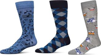 MeMoi Hobby Assorted 3-Pack Crew Socks in Denim at Nordstrom, Size 10-13