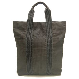 Herm&egrave;s Gray Nylon Tote Bag (Pre-Owned)