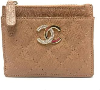 Chanel Pre-owned Wallets, female, Beige, Size: ONE SIZE Pre-owned Leather Wallet