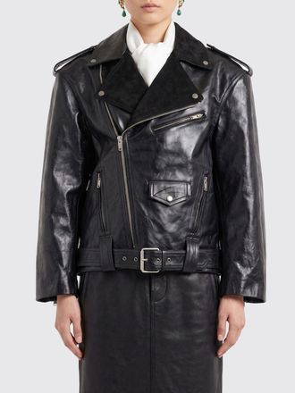Saint Laurent Giacca biker in pelle di vitello liscia con zip asimmetrica
