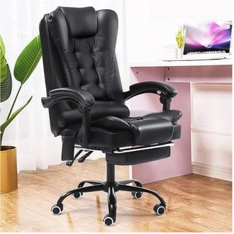 Trade Shop Trade Shop - Sedia Ufficio Girevole Da Gioco Poggiapiedi Scrivania Reclinabile In Pelle Nera