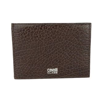 Cavalli Wallets & Cardholders, male, Brown, Size: ONE SIZE Elegant Leather Cardholder in Brown/Black