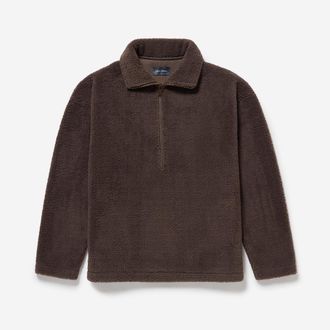 Oliver Sweeney Mens Heavy Weight Half Zip Fleece - Brown - Size X-Large