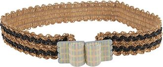 Exquisite J Gestreepte Raffia Riem - Bruin - Dames - Riemen - Bruin - M - Accessoires