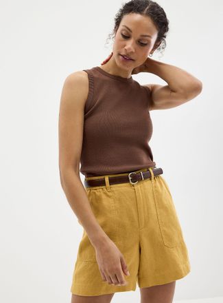 Contemporaine Womens XL pockets pure linen short Fit: Wide leg, high rise