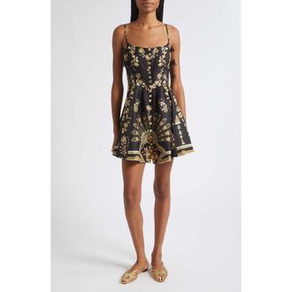 Camilla Crystal Embellished Linen & Silk Corset Dress in Taurus Rising at Nordstrom, Size X-Small