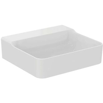 Ideal Lavabo Conca 500x450x165mm, Blanco Lijado, Sin Orificio Para Grifer&iacute;a, Sin Rebosadero Standard