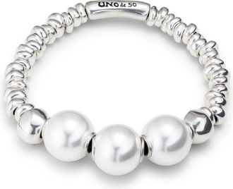UNOde50 White Pearl Bead Bracelet