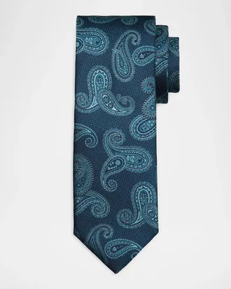 Canali Men & apos;s Paisley Jacquard Silk Tie