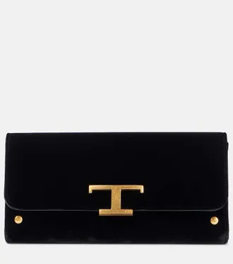 Tod's T Timeless Small velvet wallet on chain