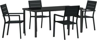 vidaXL Garden Dining Set 5 pcs Black hdpe Vidaxl
