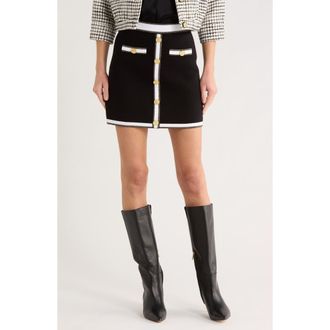 L'agence Emi Knit Miniskirt in Black/White/Gold Lurex at Nordstrom Rack, Size Xx-Large