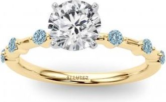 Allurez Lab Aquamarine Scalloped Engagement Ring 14K Yellow Gold (0.20ct)