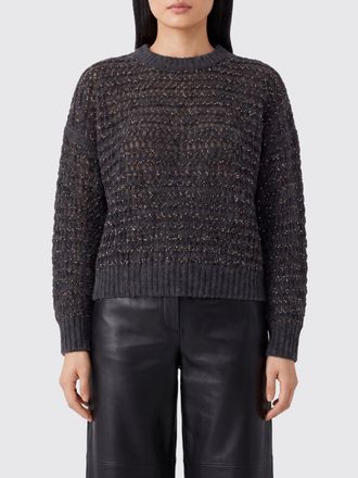 Brunello Cucinelli Maglia girocollo traforata in lana e cashmere con spalle cadute