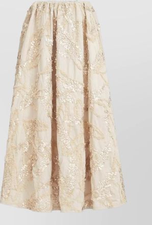 Brunello Cucinelli long poplin skirt sequin seabed embroidery