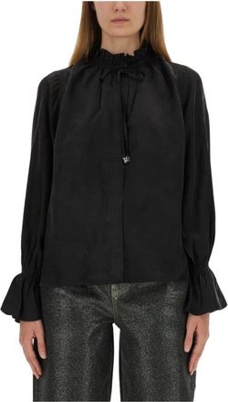 Ganni Blouses - Dames - Blouses - Zwart - S - Overhemden