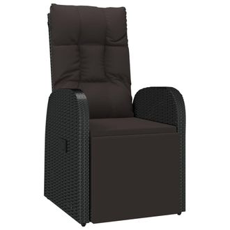 vidaXL Vidaxl - Sill&oacute;n Reclinable De Jard&iacute;n Con Coj&iacute;n Rat&aacute;n Sint&eacute;tico Negro