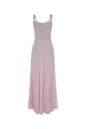 Alexander McQueen Womens Lilac Satin Long Dress Palepowderpink Abiti Lunghi