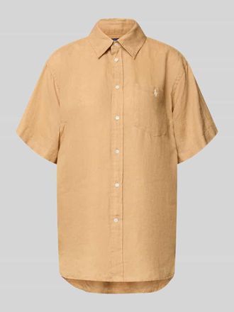 Polo Ralph Lauren Oversized Hemdbluse aus reinem Leinen in Camel, Gr&ouml;&szlig;e XS
