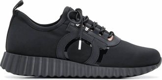 Ferragamo Womens Gancini Low Top Sneakers In Black