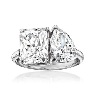 Ross-Simons CZ Toi Et Moi Ring in Sterling Silver