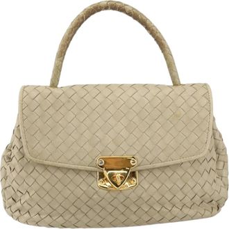Bottega Veneta Intrecciato Handbag Leather Beige Leather Handbag (Pre-Owned)